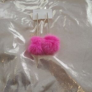 Pink Fluffy Earrings